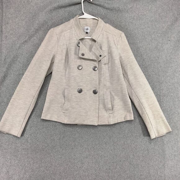cAbi Charlie Moto Jacket Womens Size Small Beige Heathered Ponte Knit Oatmeal - Picture 1 of 12